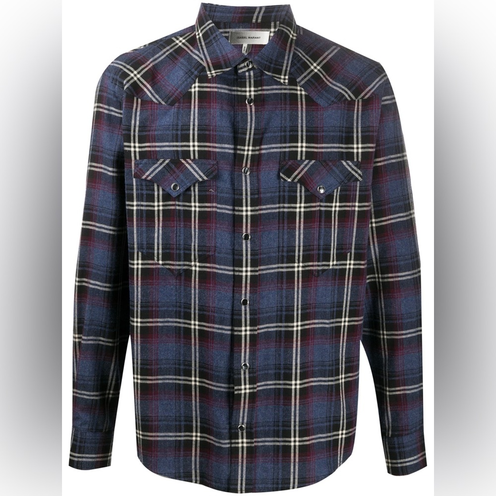 Isabel Marant Western Men’s “Pitt” Shirt - Blue/White - Snap Buttons - XL